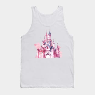 Watercolor Pink Castle Magical Princess Castle Magic Kingdom Tank Top